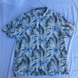Tommy Bahama Tropical Blue and Gray Shirt Men’s size Large